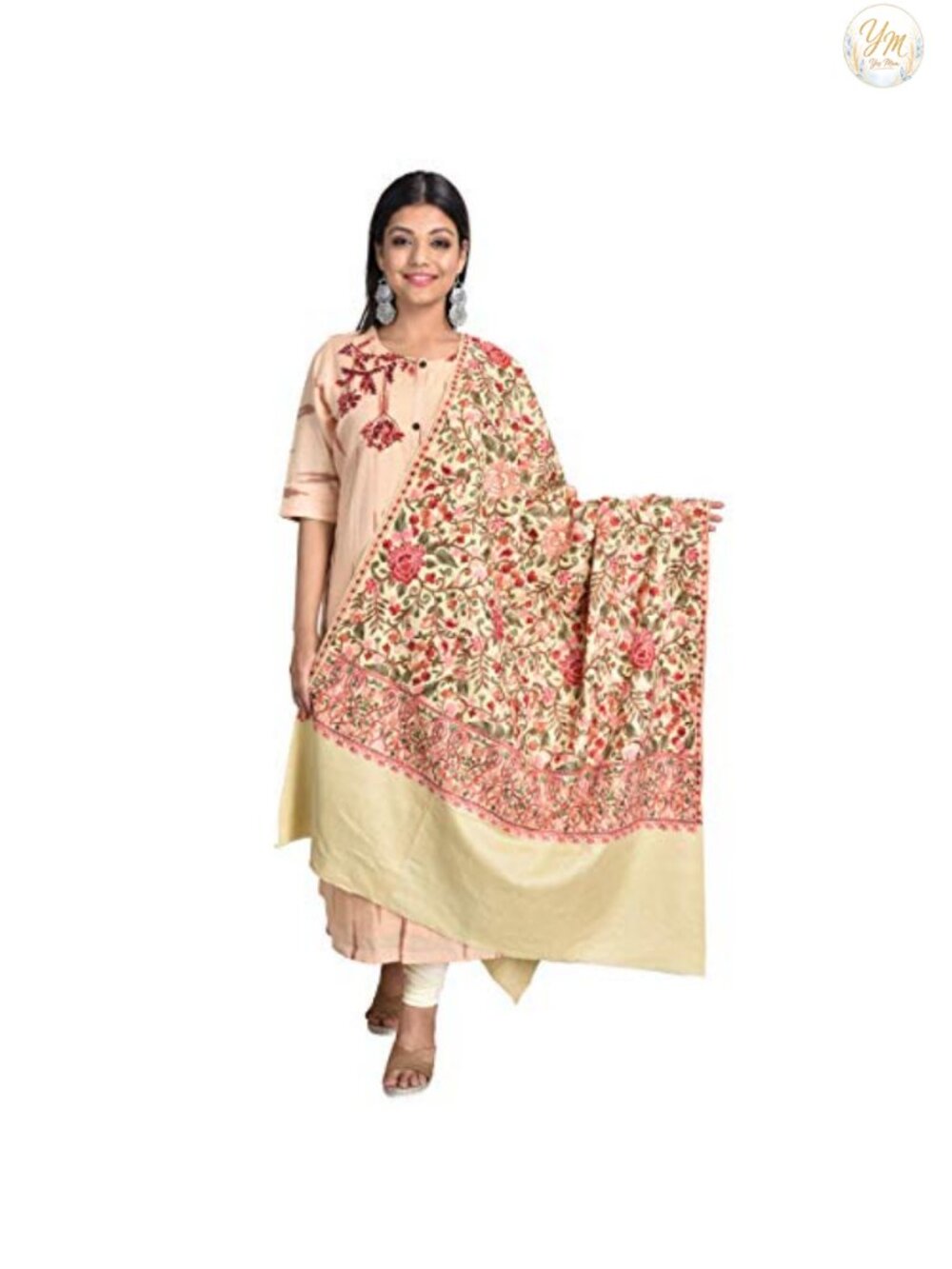 Kashmiri Embroidered Shawl Wrap Heavy Aari Work Paisley Winter